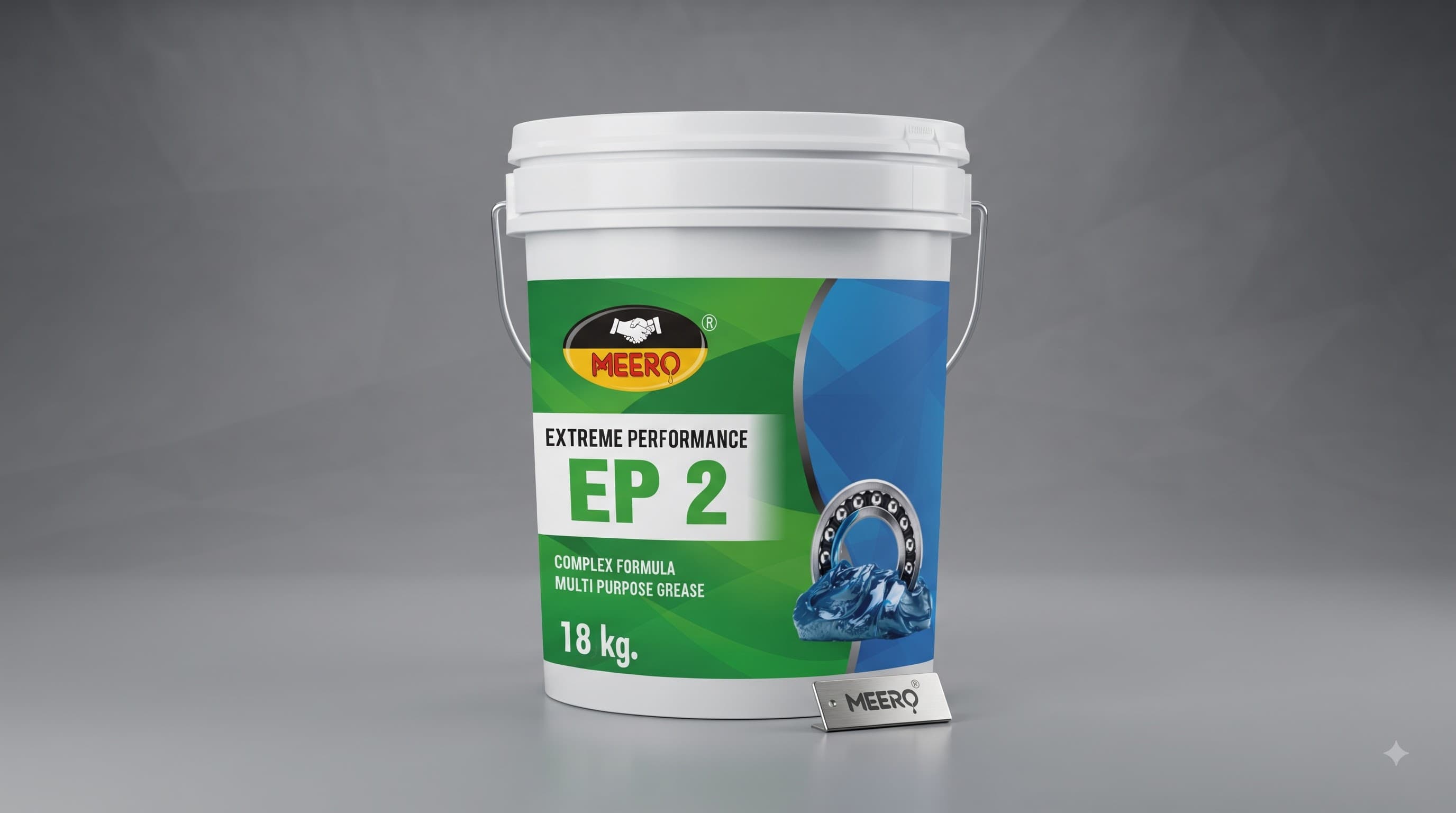 MEERO Extreme Performance EP2, a complex-formula multi-purpose grease for bearings and general chassis lubrication. 18 kg pail.