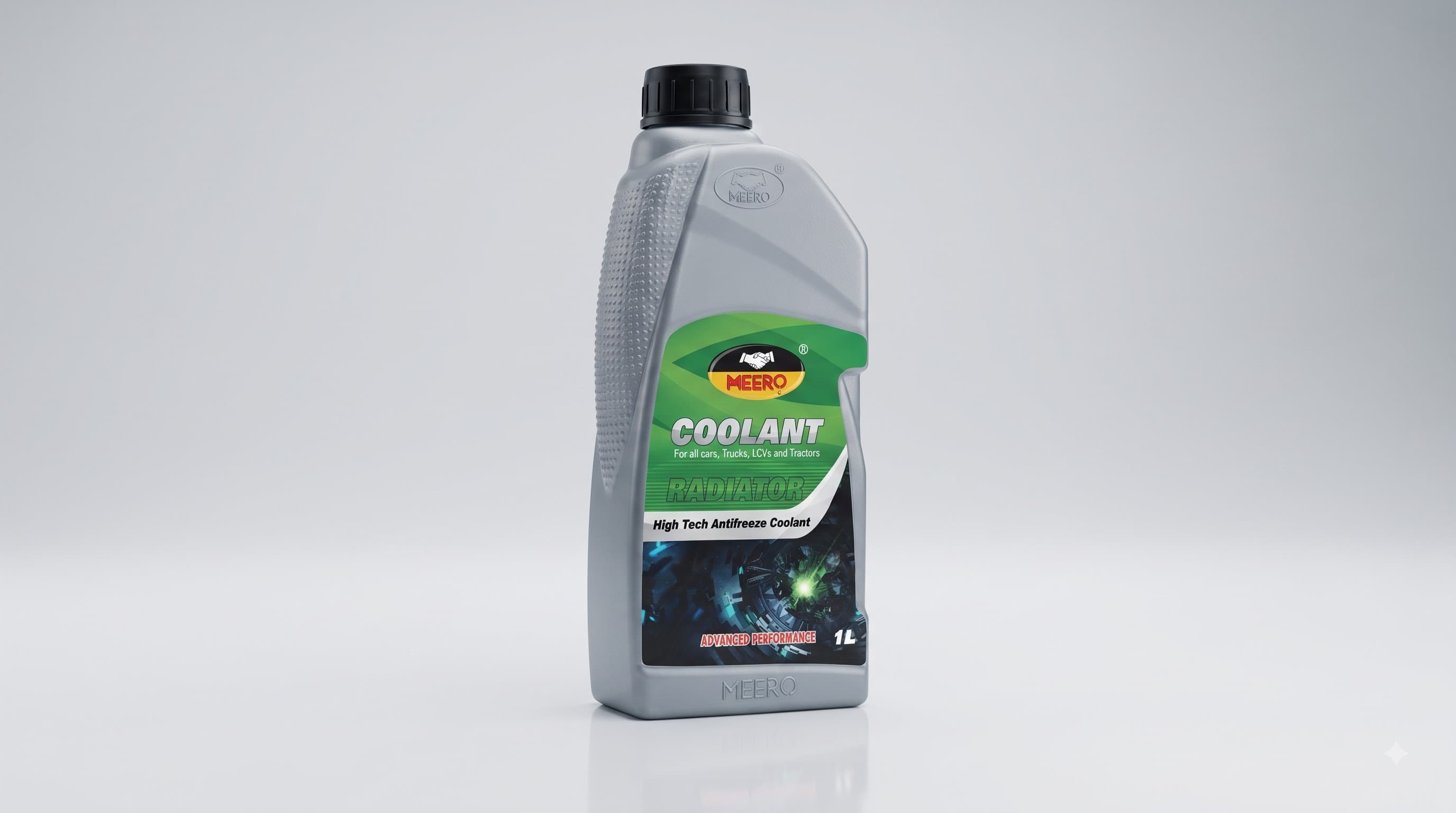 MEERO Radiator Coolant, a high-tech antifreeze coolant for cars, trucks, LCVs and tractors. 1 L pack.