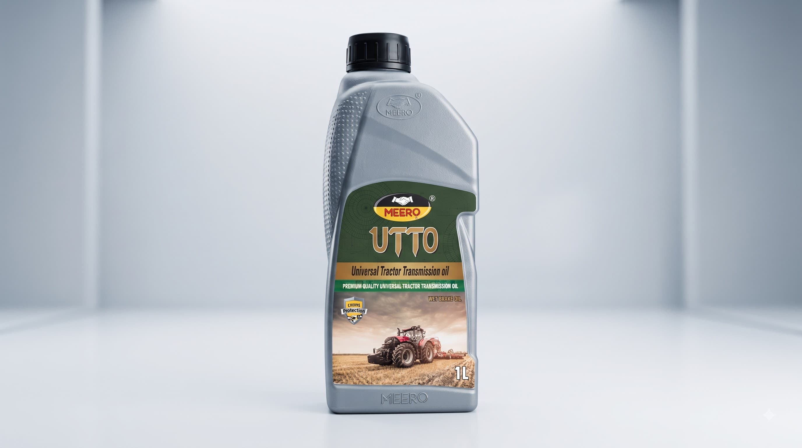 MEERO UTTO — Universal Tractor Transmission Oil, rated for wet brakes as well as the transmission. 1 L pack. Pairs naturally with our agri/tractor tyre range.
